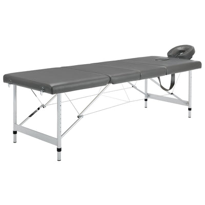 Mesa de masaje Vidaxl con 4 zonas 186x68 cm Marco de aluminio antracito