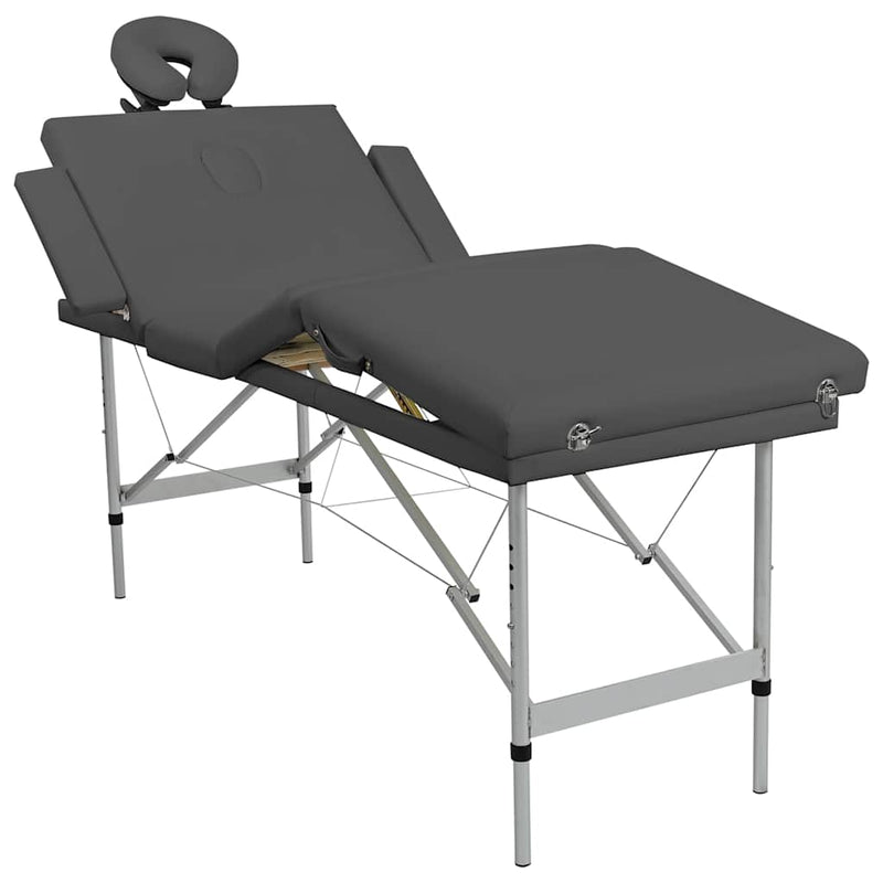 Mesa de masaje Vidaxl con 4 zonas 186x68 cm Marco de aluminio antracito