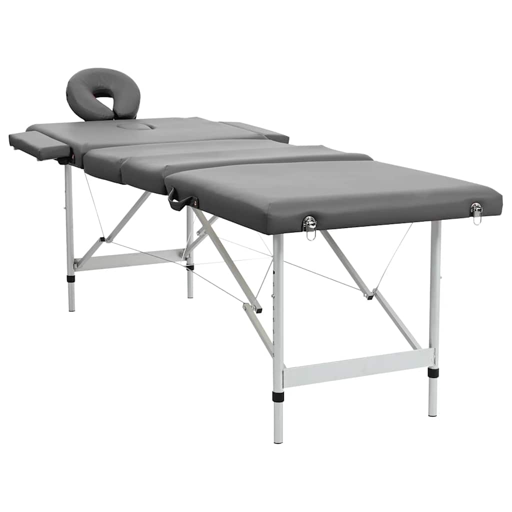 Mesa de masaje Vidaxl con 4 zonas 186x68 cm Marco de aluminio antracito