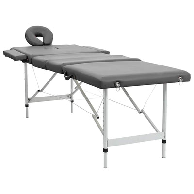 Mesa de masaje Vidaxl con 4 zonas 186x68 cm Marco de aluminio antracito