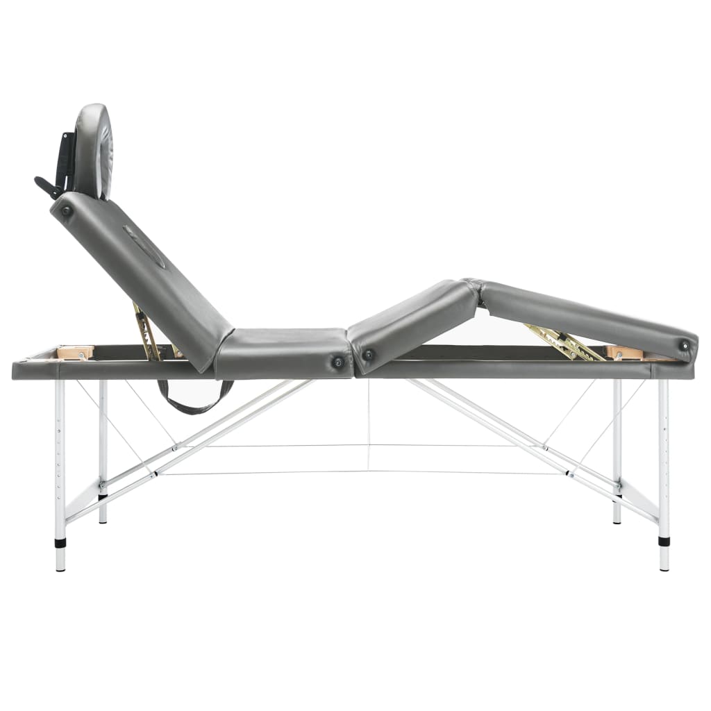 Mesa de masaje Vidaxl con 4 zonas 186x68 cm Marco de aluminio antracito