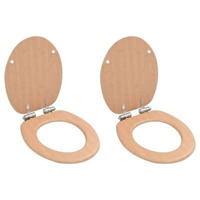 Asientos de inodoro Vidaxl 2 st con tapas de cierre suave MDF Diseño de bambú