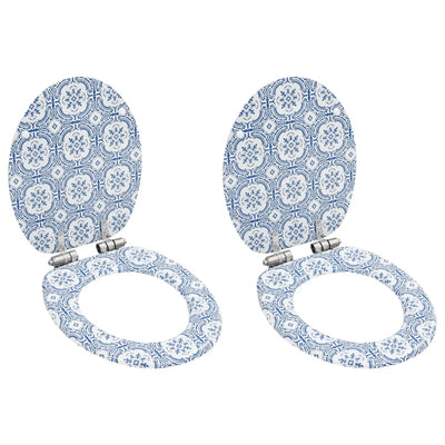 Asientos de inodoro Vidaxl 2 st con tapas de cierre suave MDF Diseño de porcelana