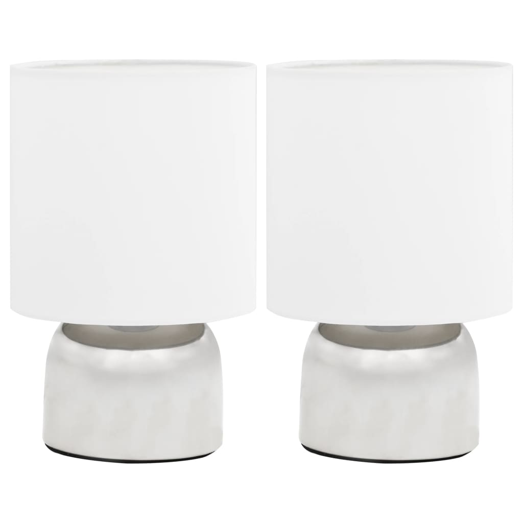 VidaXL lámparas de mesa 2 piezas con botón táctil E14 blanco