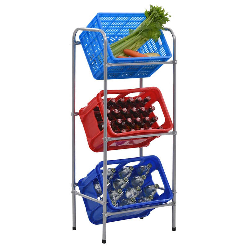 Vidaxl Storage Rack para 3 cajas 50x33x116 de acero de color plateado