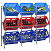 Rack di stoccaggio Vidaxl per 9 casse 145x33x116 in argento in acciaio colorato