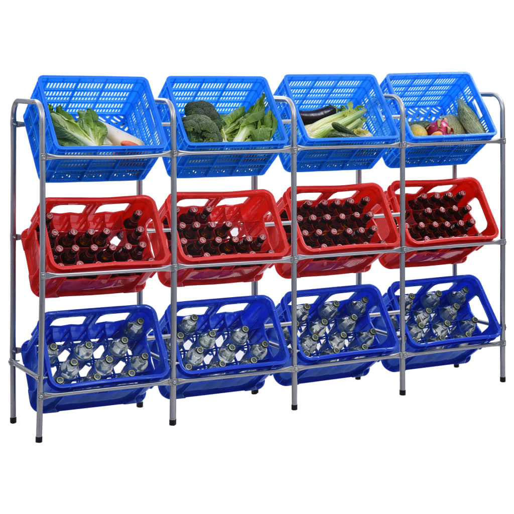 Rack di stoccaggio Vidaxl per 12 casse 190x333x116 cm in acciaio colorato