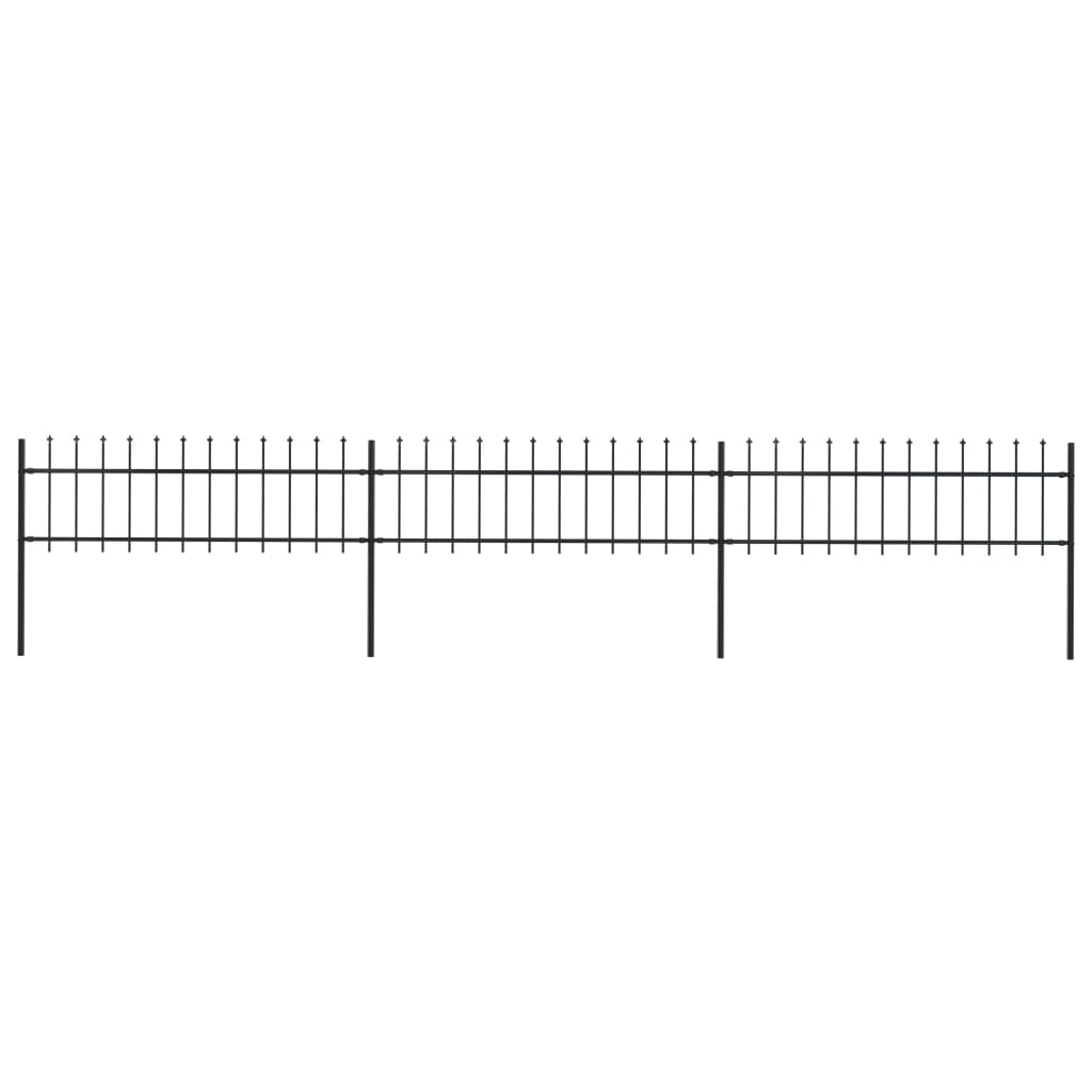 Vidaxl Garden Fence con Spears Top 5.1x0,6 m in acciaio nero