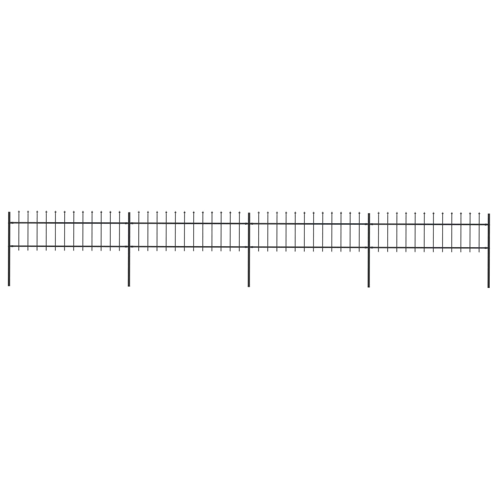 Vidaxl Garden Fence With Spears Top 6.8x0.6 m de acero negro