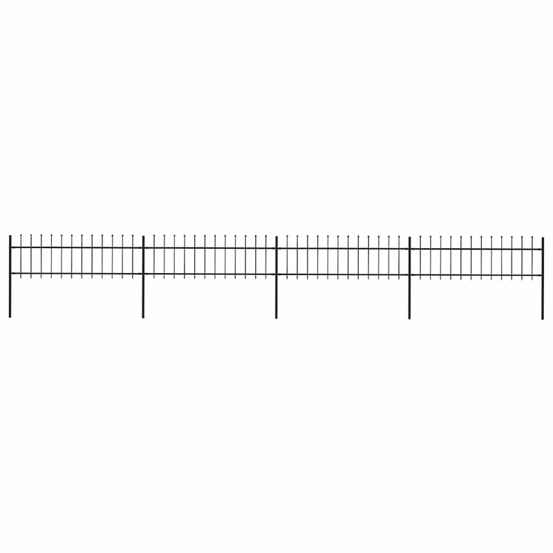 Vidaxl Garden Fence con Spears Top 6.8x0,6 m in acciaio nero