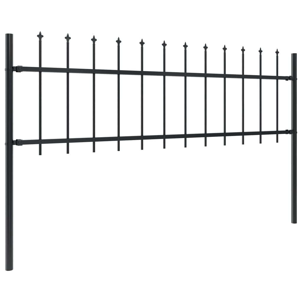 Vidaxl Garden Fence With Spears Top 6.8x0.6 m de acero negro