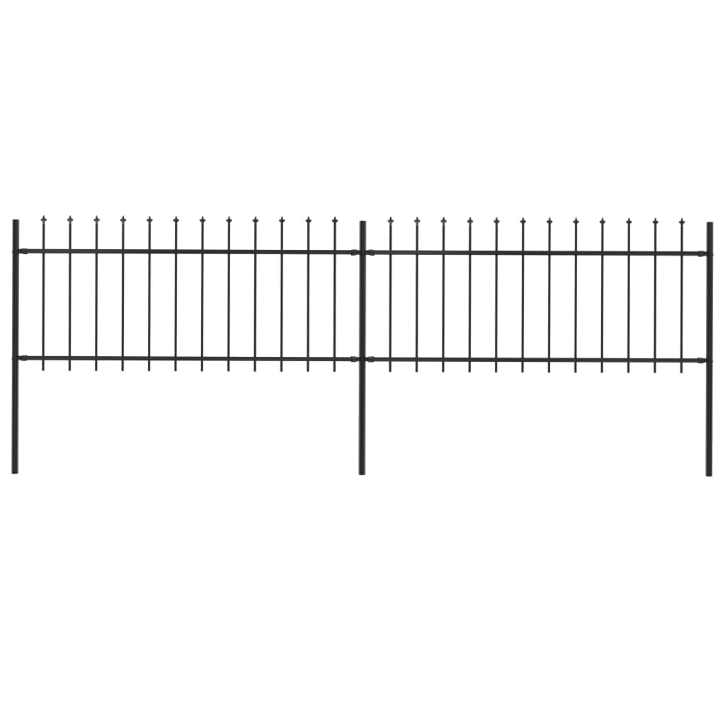 Vidaxl Garden Fence con Spears Top 3,4x0,8 m in acciaio nero