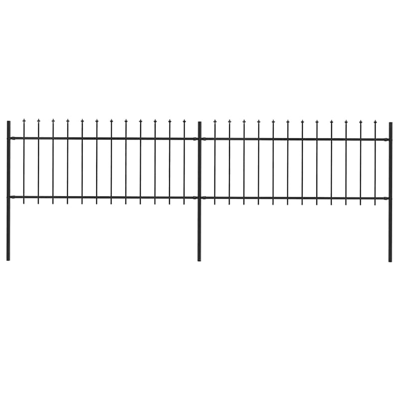 Vidaxl Garden Fence con Spears Top 3,4x0,8 m in acciaio nero
