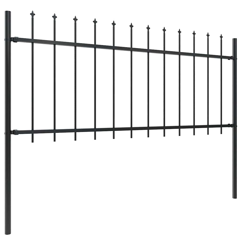 Vidaxl Garden Fence con Spears Top 3,4x0,8 m in acciaio nero