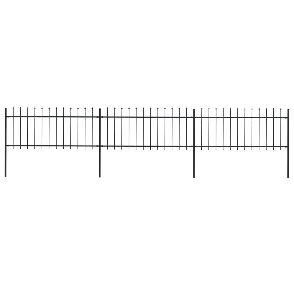 Vidaxl Garden Fence With Spears Top 5.1x0.8 m de acero negro