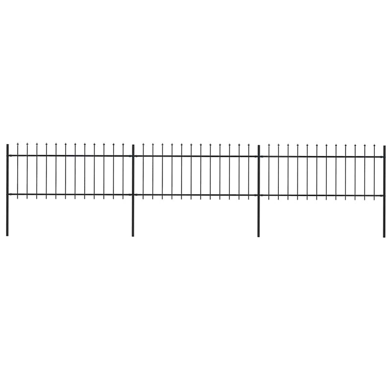 Vidaxl Garden Fence con lance Top 5.1x0,8 m in acciaio nero