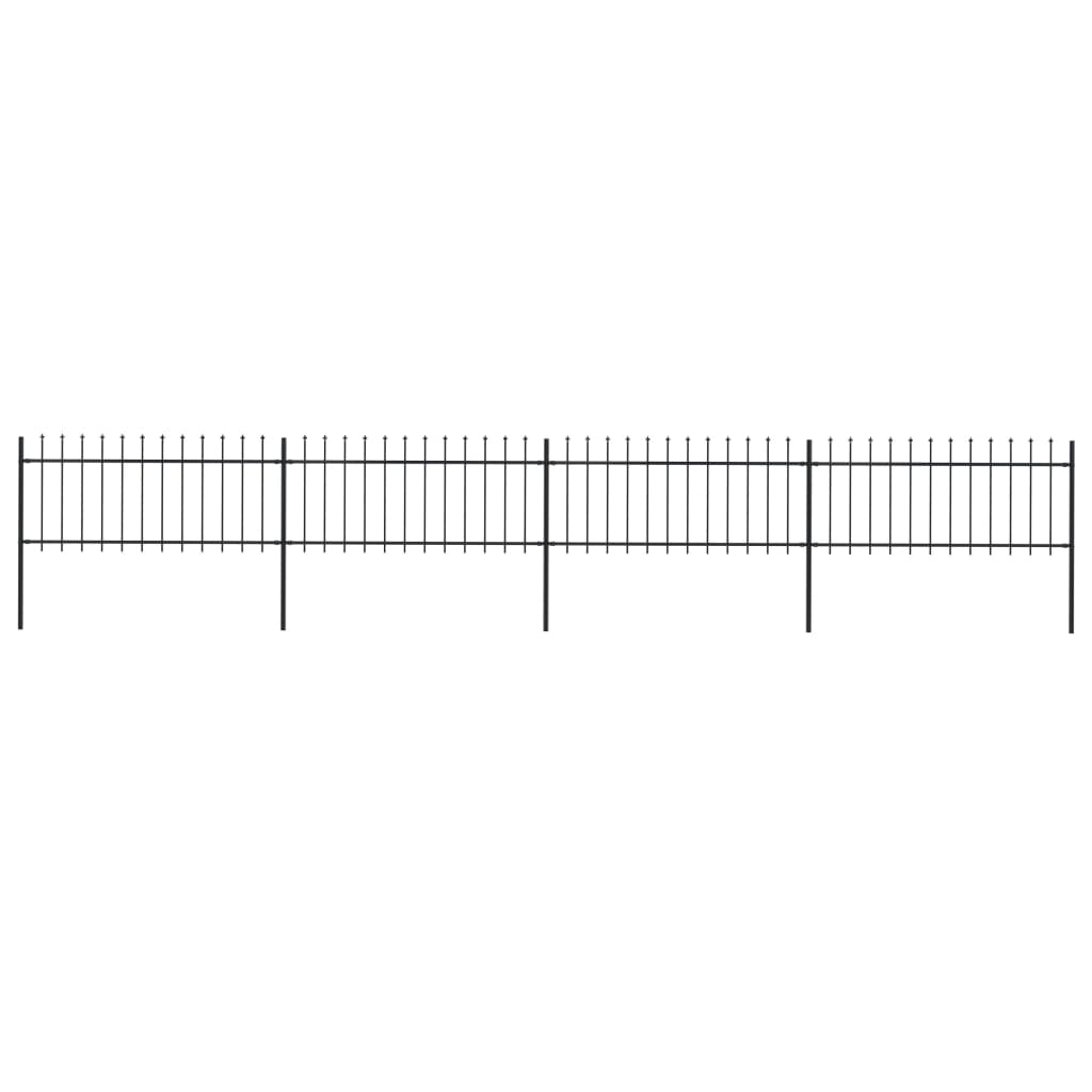 Vidaxl Garden Fence con Spears Top 6.8x0,8 m in acciaio nero