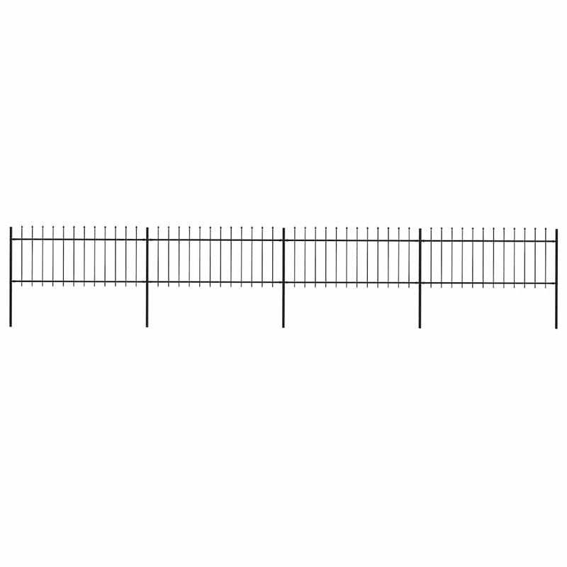 Vidaxl Garden Fence con Spears Top 6.8x0,8 m in acciaio nero