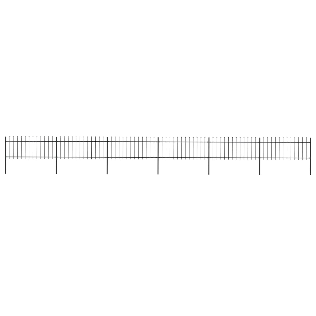 Vidaxl Garden Fence With Spears Top 10.2x0.8 m de acero negro