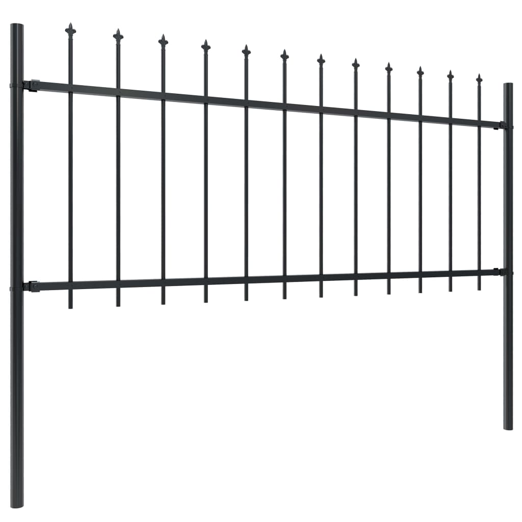 Vidaxl Garden Fence With Spears Top 15.3x0.8 m de acero negro