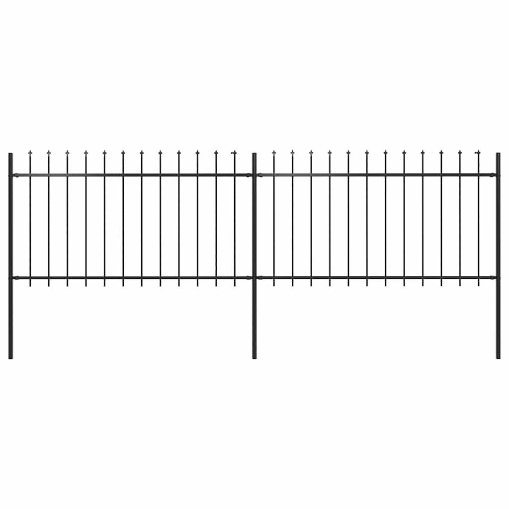 Vidaxl Garden Fence With Spears Top 3.4x1 M Steel Black