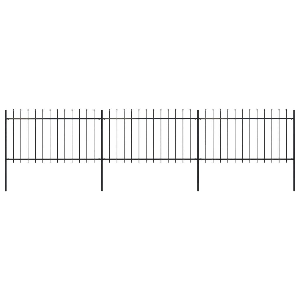 Vidaxl Garden Fence con lance Top 5.1x1 m in acciaio nero
