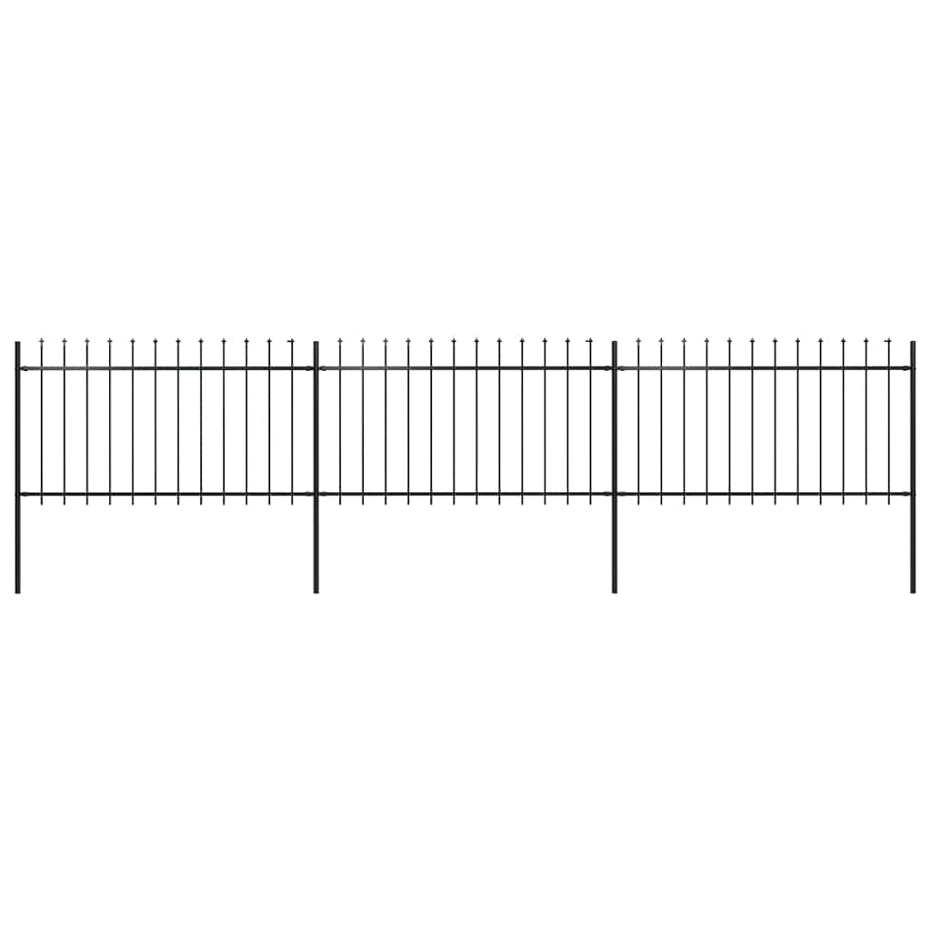 Vidaxl Garden Fence With Spears Top 5.1x1 M Steel Black