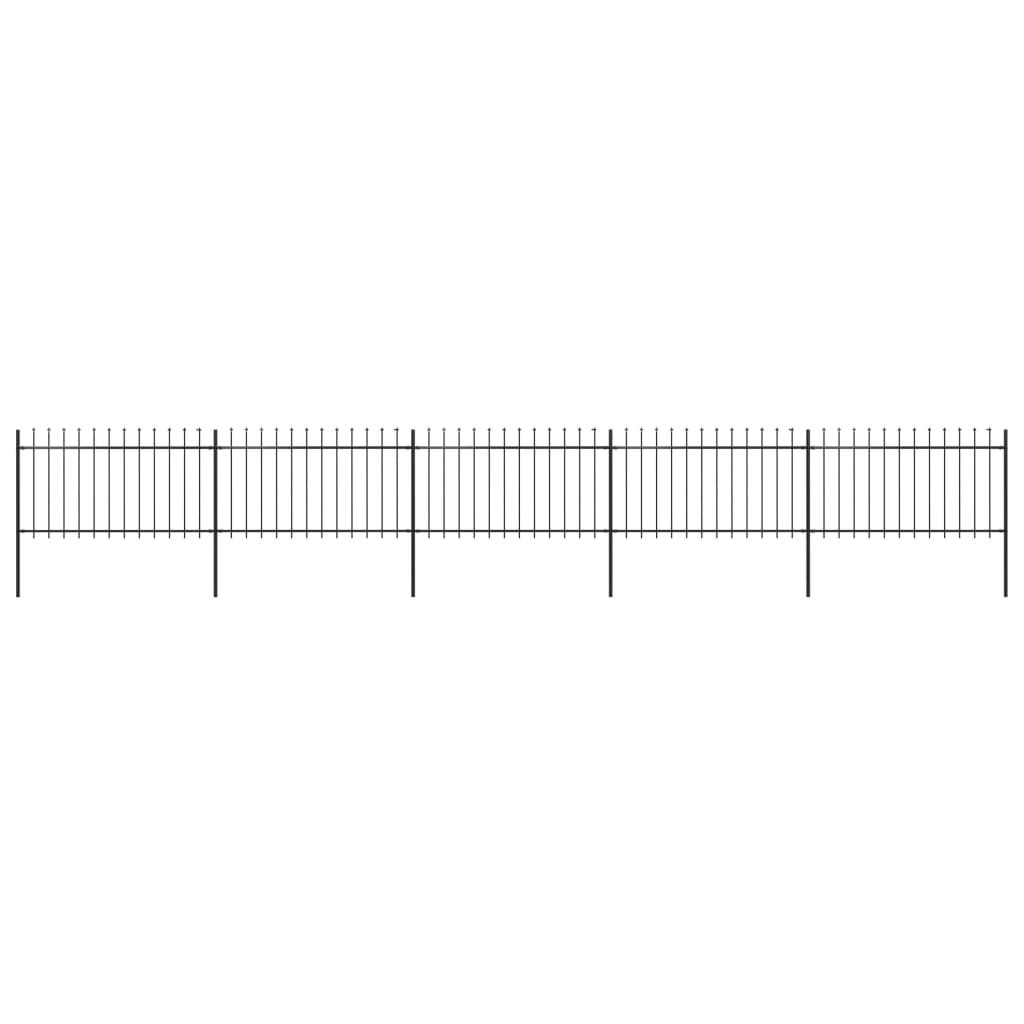 Vidaxl Garden Fence With Spears Top 8.5x1 M Steel Black