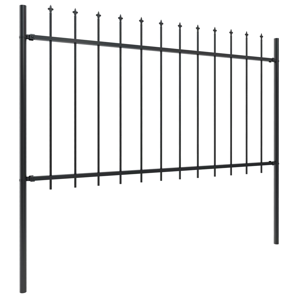 Vidaxl Garden Fence With Spears Top 10.2x1 M Steel Black