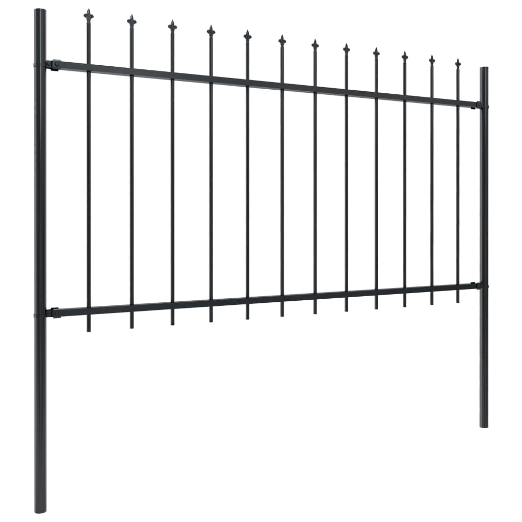 Vidaxl Garden Fence con Spears Top 11,9x1 m in acciaio nero
