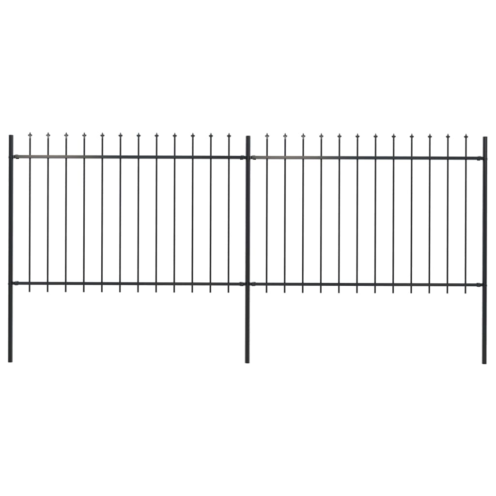 Vidaxl Garden Fence With Spears Top 3.4x1.2 m de acero negro
