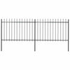 Vidaxl Garden Fence con Spears Top 3,4x1,2 m in acciaio nero