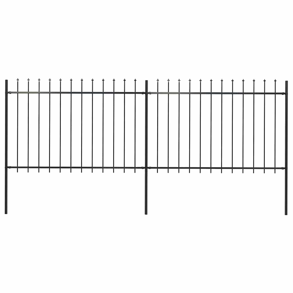 Vidaxl Garden Fence With Spears Top 3.4x1.2 m de acero negro