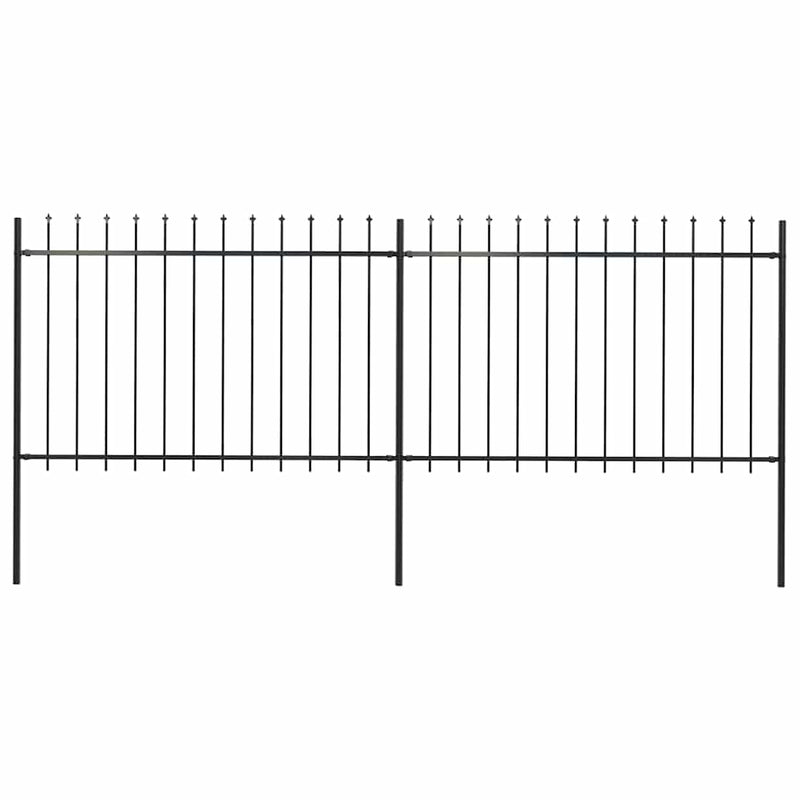 Vidaxl Garden Fence con Spears Top 3,4x1,2 m in acciaio nero