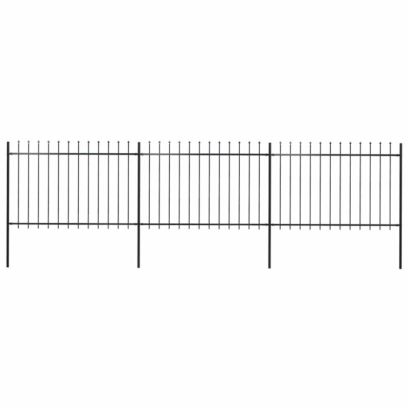 Vidaxl Garden Fence con Spears Top 5.1x1.2 m in acciaio nero