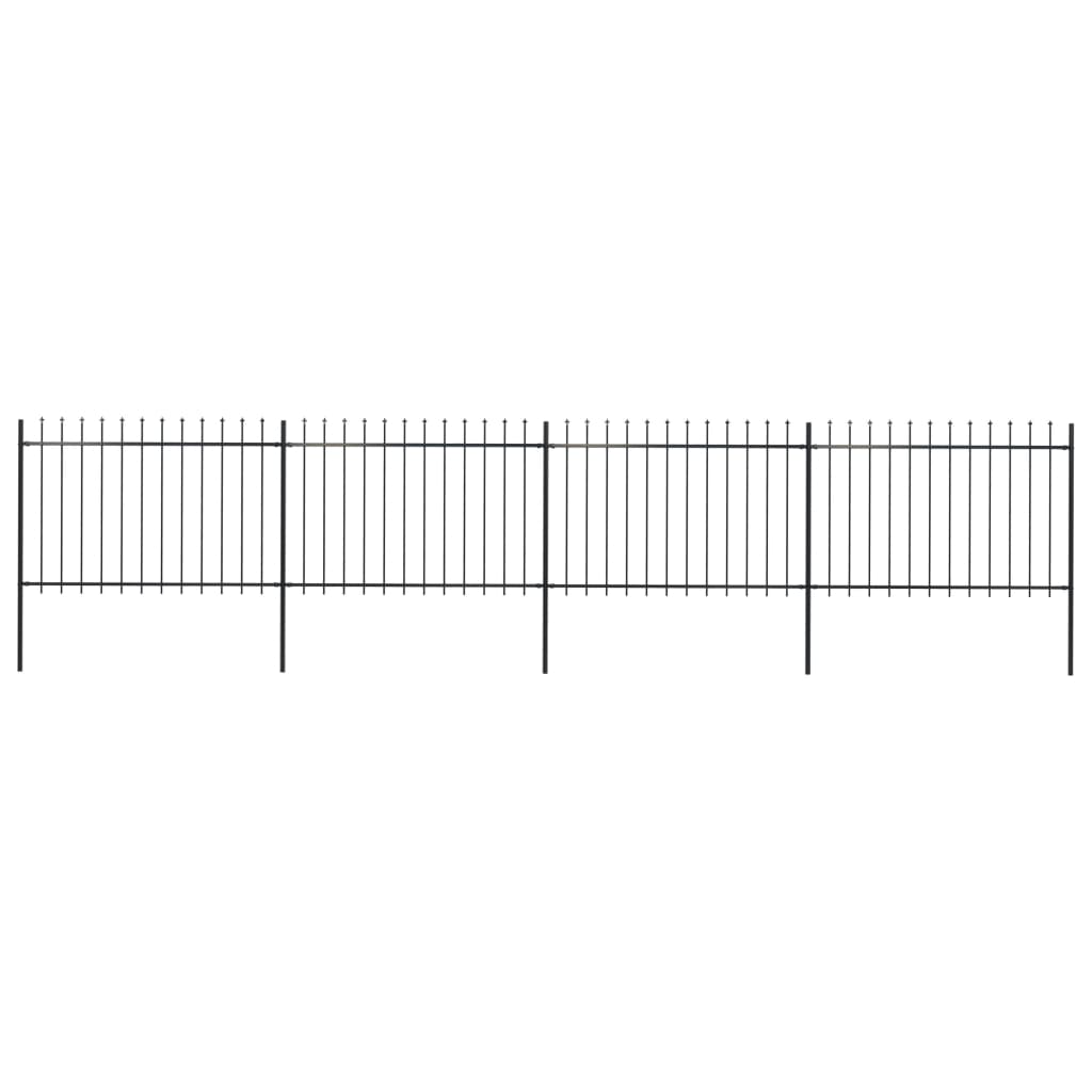 Vidaxl Garden Fence con lanzas Top 6.8x1.2 m de acero negro