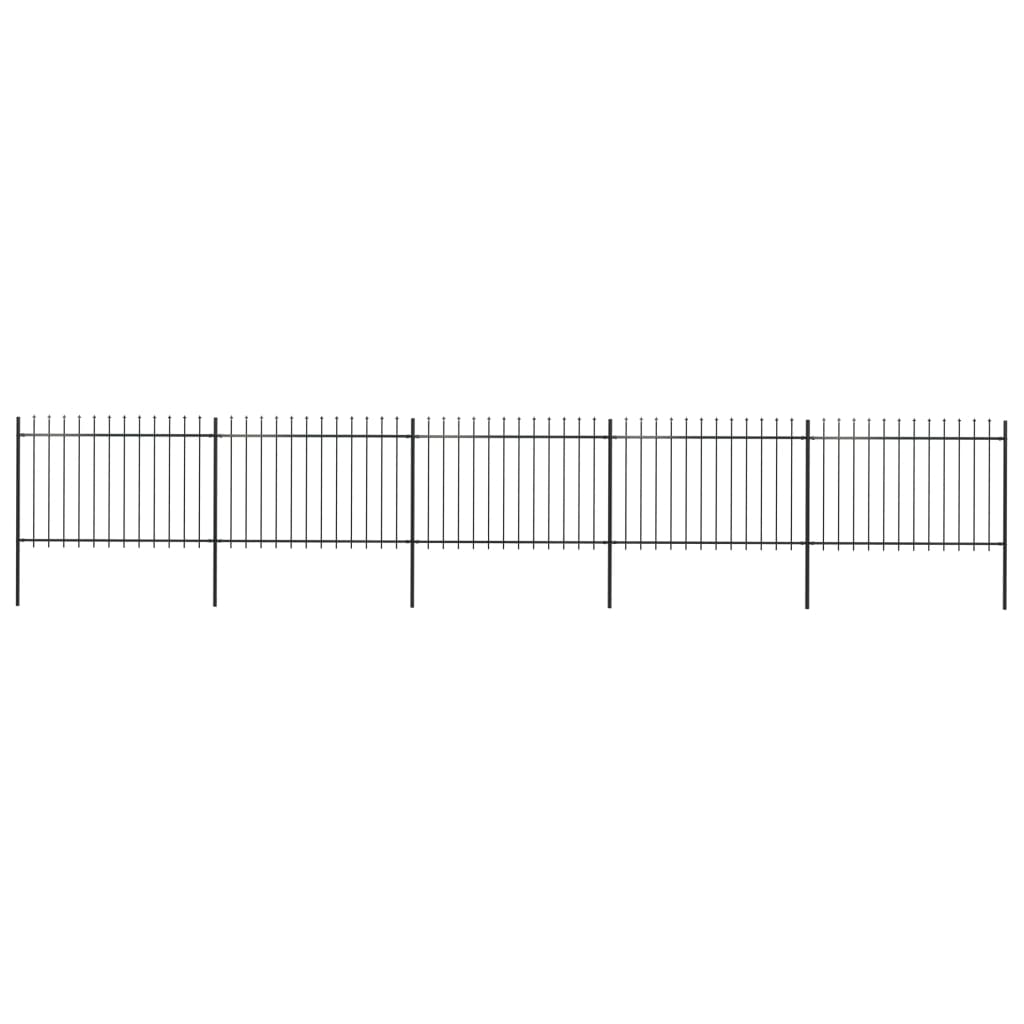 Vidaxl Garden Fence With Spears Top 8.5x1.2 m de acero negro
