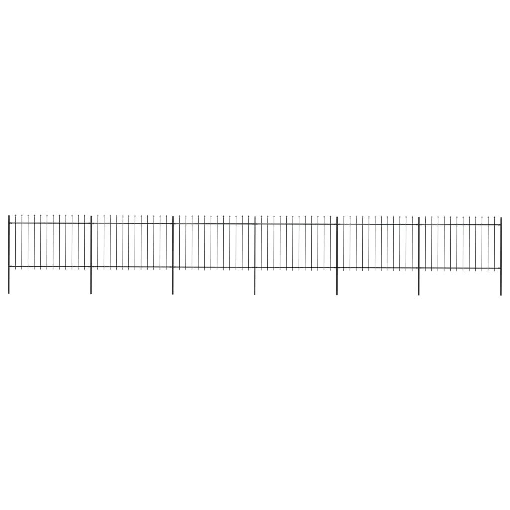 Vidaxl Garden Fence con Spears Top 10,2x1,2 m in acciaio nero