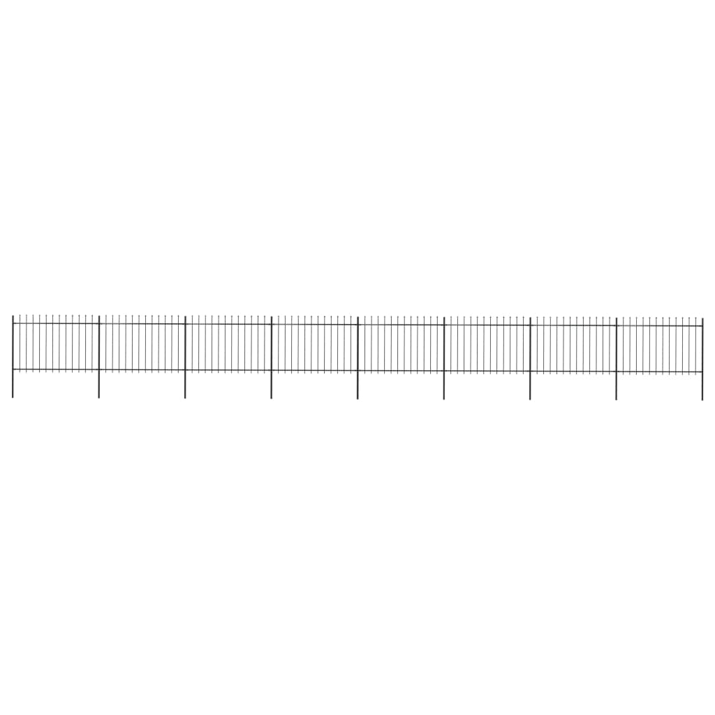 Vidaxl Garden Fence With Spears Top 13.6x1.2 m de acero negro