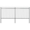 Vidaxl Garden Fence With Spears Top 3.4x1.5 m de acero negro