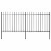 Vidaxl Garden Fence con Spears Top 3,4x1,5 m in acciaio nero