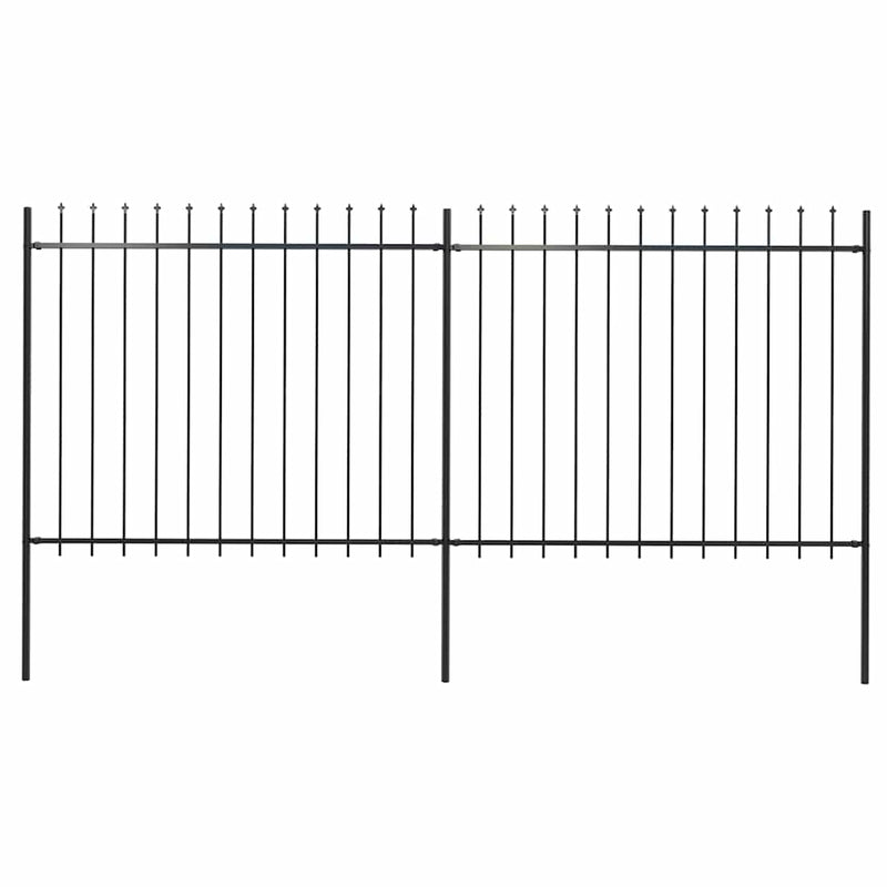 Vidaxl Garden Fence con Spears Top 3,4x1,5 m in acciaio nero