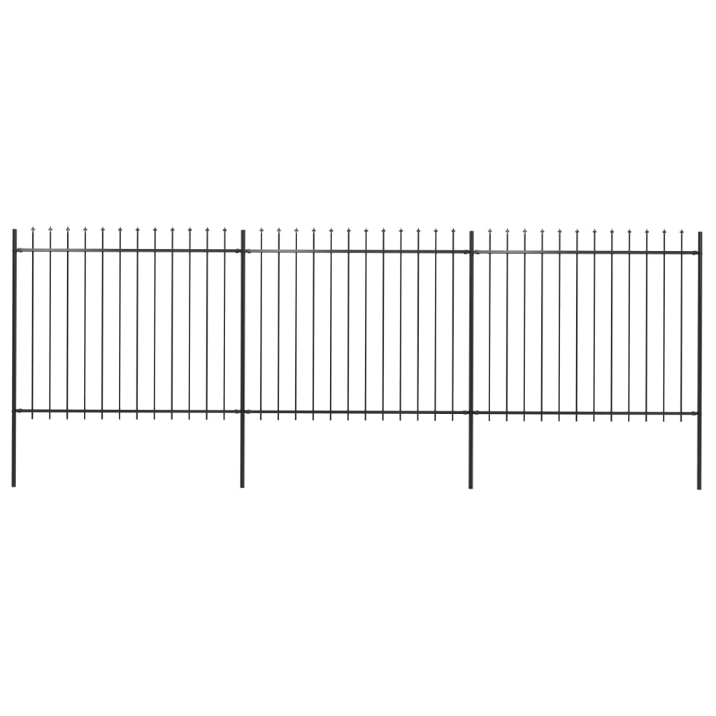 Vidaxl Garden Fence With Spears Top 5.1x1.5 m de acero negro