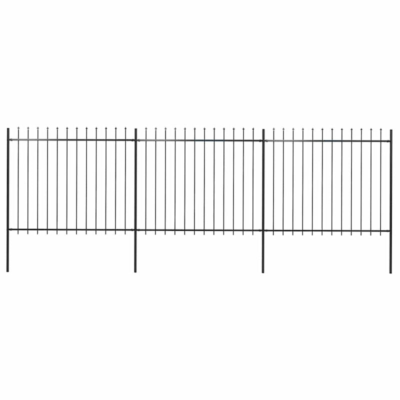 Vidaxl Garden Fence con Spears Top 5.1x1,5 m in acciaio nero