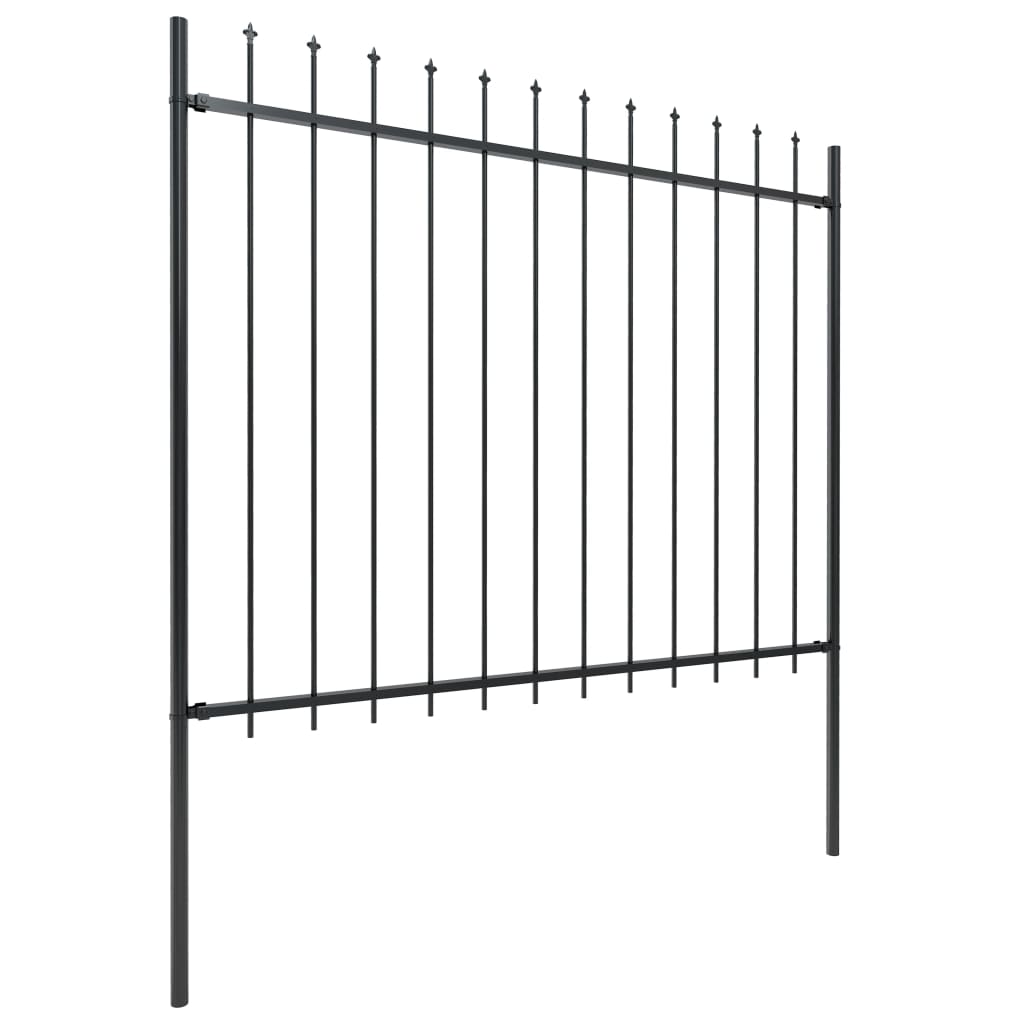 Vidaxl Garden Fence con Spears Top 5.1x1,5 m in acciaio nero