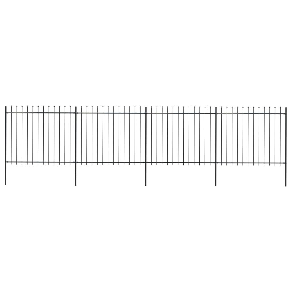 Vidaxl Garden Fence con lance da 6,8x1,5 m in acciaio nero