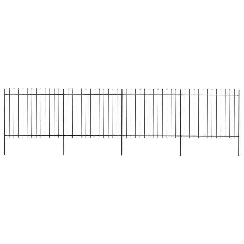 Vidaxl Garden Fence con lance da 6,8x1,5 m in acciaio nero
