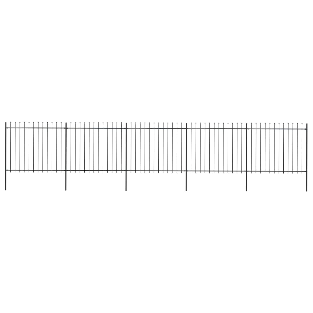 Vidaxl Garden Fence con Spears Top 8.5x1,5 m in acciaio nero