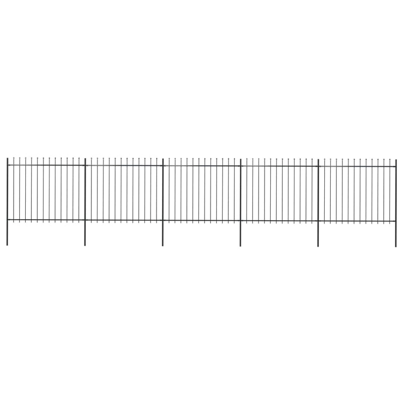 Vidaxl Garden Fence con Spears Top 8.5x1,5 m in acciaio nero