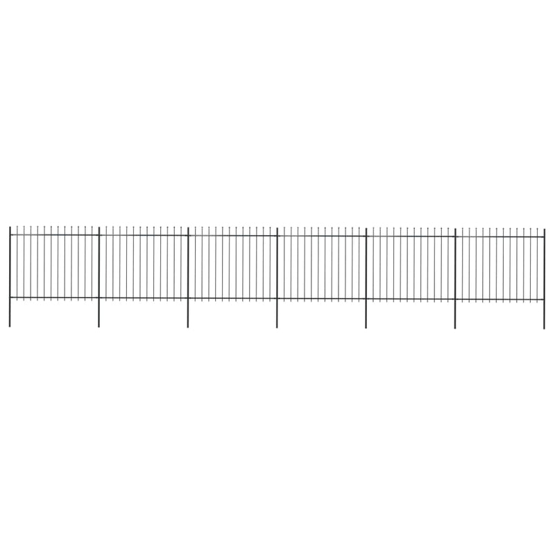 Vidaxl Garden Fence con Spears Top 10,2x1,5 m in acciaio nero